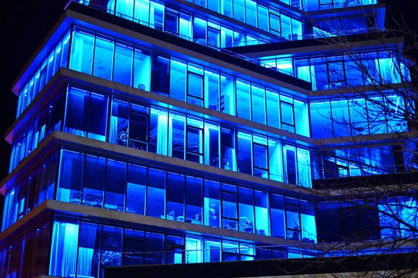 City Night Lights Blue Background Building — Stok fotoğraf