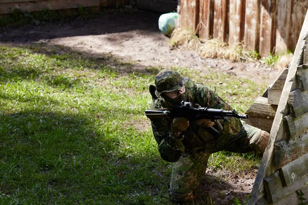 Minsk Bielorrússia Maio 2021 Relato Verdadeiro Jogo Airsoft Uma Floresta — Fotografia de Stock