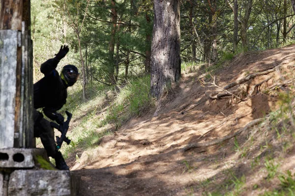 Minsk Bělorusko Května 2021 Reportáž Skutečné Airsoftové Hře Lese Kulisami — Stock fotografie