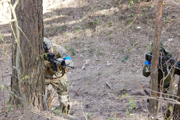 Minsk Bielorrússia Maio 2021 Relato Verdadeiro Jogo Airsoft Uma Floresta — Fotografia de Stock