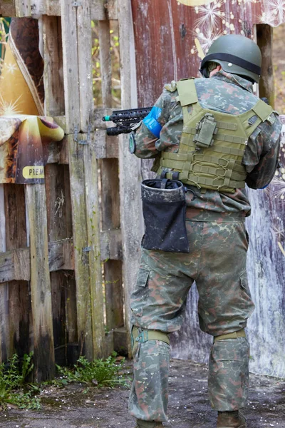 Minsk Vitryssland Maj 2021 Rapportering Riktig Airsoft Spel Skog Med — Stockfoto