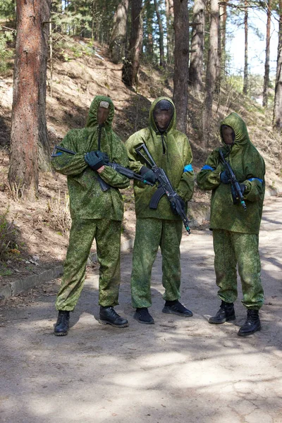 Minsk Bielorrússia Maio 2021 Relato Verdadeiro Jogo Airsoft Uma Floresta — Fotografia de Stock