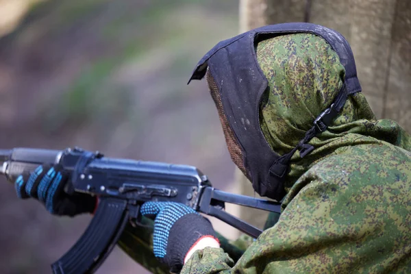 Minsk Bielorrússia Maio 2021 Relato Verdadeiro Jogo Airsoft Uma Floresta — Fotografia de Stock