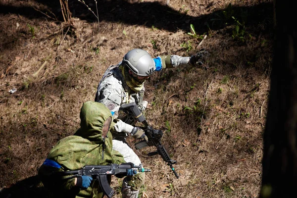 Minsk Vitryssland Maj 2021 Rapportering Riktig Airsoft Spel Skog Med — Stockfoto