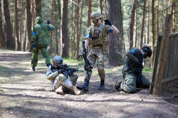 Minsk Vitryssland Maj 2021 Rapportering Riktig Airsoft Spel Skog Med — Stockfoto