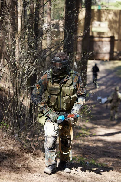 Minsk Vitryssland Maj 2021 Rapportering Riktig Airsoft Spel Skog Med — Stockfoto