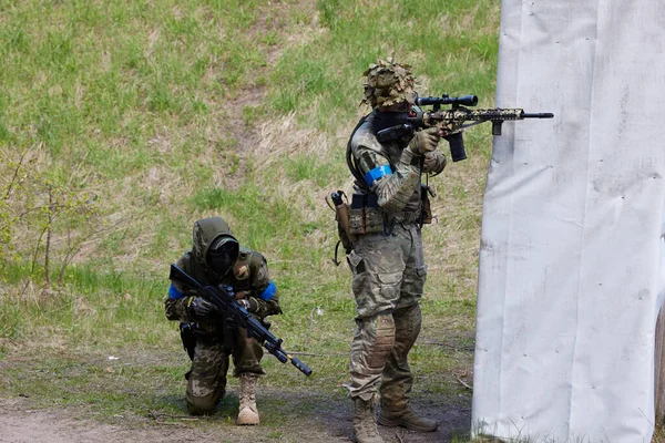 Minsk Vitryssland Maj 2021 Rapportering Riktig Airsoft Spel Skog Med — Stockfoto