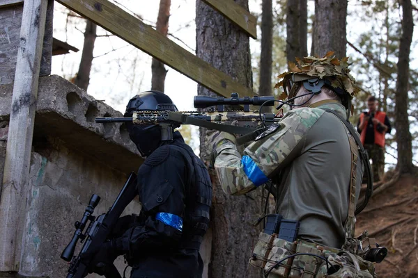 Minsk Vitryssland Maj 2021 Rapportering Riktig Airsoft Spel Skog Med — Stockfoto