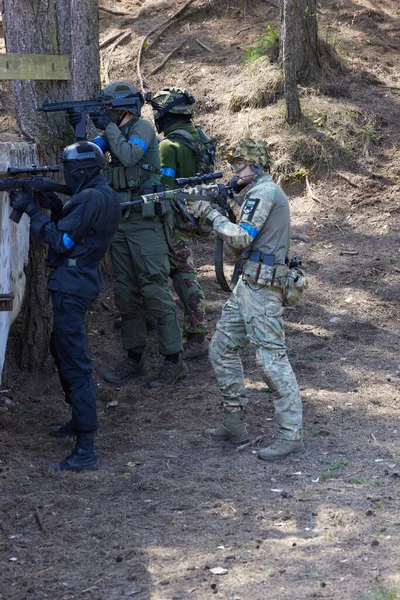 Minsk Belarus May 2021 Reporting Real Airsoft Game Forest Backdrop — Stock Photo, Image