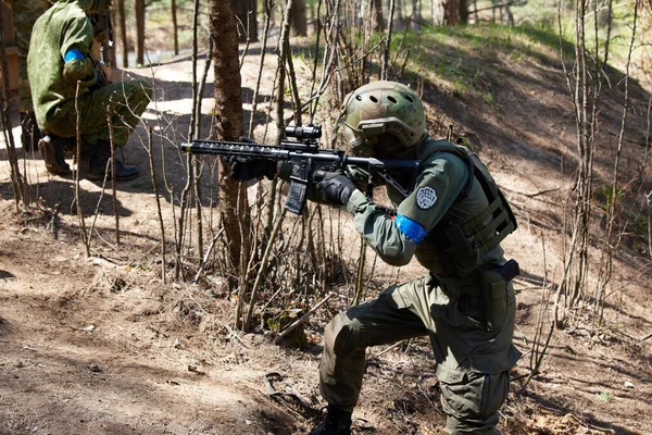 Minsk Biélorussie Mai 2021 Reportage Vrai Jeu Airsoft Dans Une — Photo