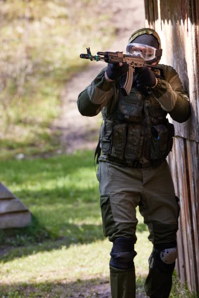 Minsk Belarus Mei 2021 Rapportage Van Een Echt Airsoft Spel — Stockfoto