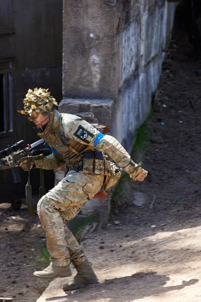 Minsk Vitryssland Maj 2021 Rapportering Riktig Airsoft Spel Skog Med — Stockfoto