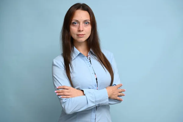 Empleada Del Banco Mujer Adulta Con Una Sonrisa Una Camisa — Foto de Stock