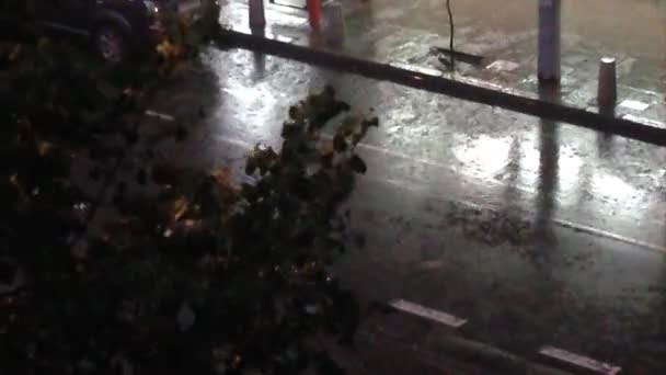 Chuva forte à noite — Vídeo de Stock