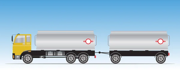 Side view of trailer of Big Oil Tanker — Stock Vector
