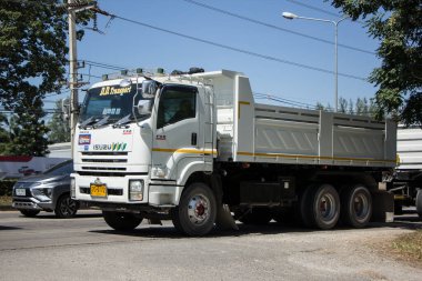 Chiangmai, Thailand -   October 26 2020: Private Isuzu Dump Truck. On road no.1001 8 km from Chiangmai Business Area.
