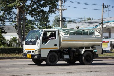 Chiangmai, Thailand -   October 26 2020: Private of Sewage Tank  truck. Photo at road no.121 about 8 km from downtown Chiangmai, thailand.