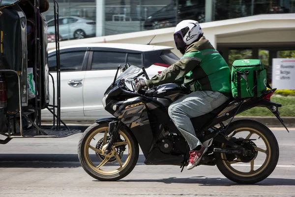 Chiangmai Tajlandia Listopada 2020 Dostawa Człowiek Jeździć Motocyklem Grab Żywności — Zdjęcie stockowe