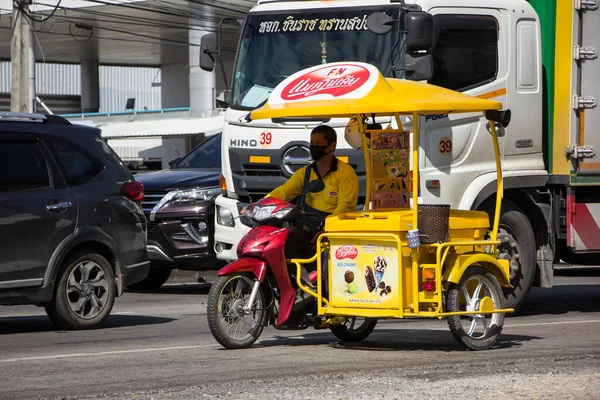 Чиангмай Таиланд Ноября 2020 Года Холодильный Контейнер Мотоцикл Мороженого Магнолия — стоковое фото