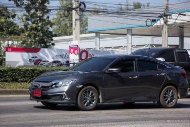 Chiangmai, Tayland - 30 Kasım 2020: Honda Automobile 'den özel sedan araba, onuncu nesil Honda Civic. 1001 no 'lu yolda. Chiangmai İş Alanından 18 km uzakta..