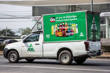 Chiangmai, Tayland - 9 Şubat 2021: AJEi Kola Şirketi 'nin Kamyonu. 1001 no 'lu yolda, Chiangmai İş Alanından 8 km uzakta..