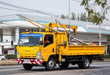 Chiangmai, Tayland - 9 Şubat 2021: Otoyol Kamyonu. Fotoğraf 121 no 'lu yolda, Chiangmai, Tayland şehir merkezinden yaklaşık 8 km uzaklıkta..