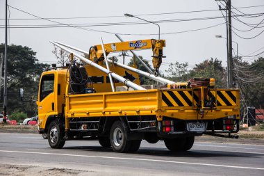 Chiangmai, Tayland - 9 Şubat 2021: Otoyol Kamyonu. Fotoğraf 121 no 'lu yolda, Chiangmai, Tayland şehir merkezinden yaklaşık 8 km uzaklıkta..