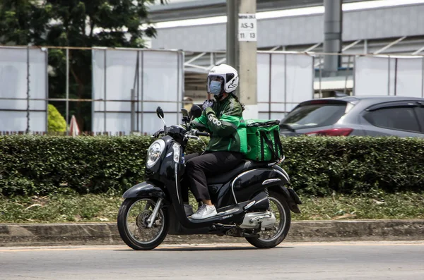 Chiangmai Tajlandia Czerwca 2021 Dostawa Człowiek Jeździć Motocyklem Grab Żywności — Zdjęcie stockowe