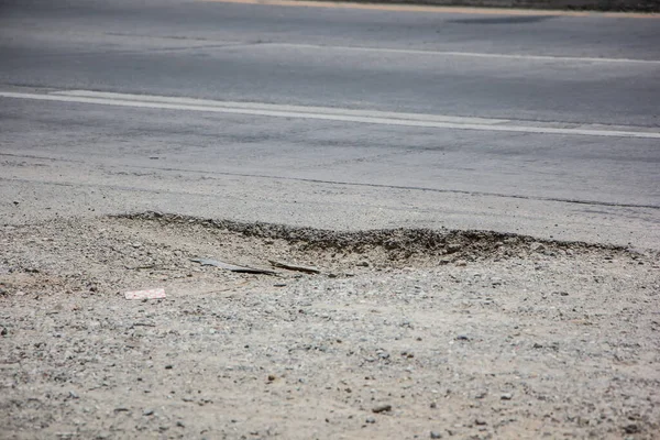 Close Shot Dirty Damage Asphalt Road — Stock Photo, Image