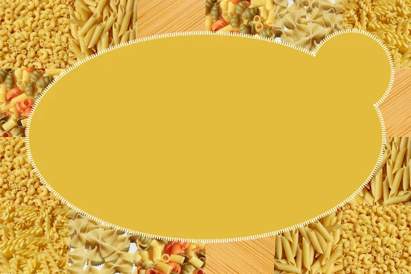 Photo frame made from raw pasta — Stock Photo, Image