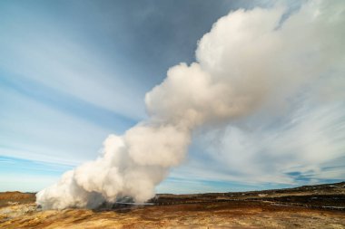 Enerji santrali jeotermal enerjiyi kontrol ediyor, güneybatı İzlanda.
