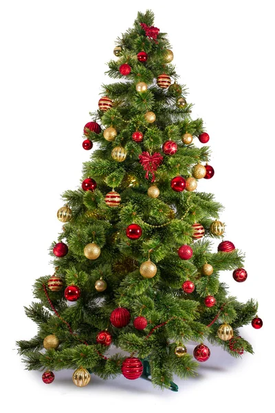 Decorated Christmas tree on white background — Stock Photo, Image