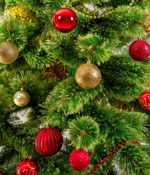 Decorated Christmas tree on white background — Stock Photo, Image