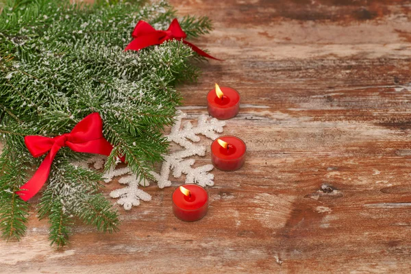 Candles and christmas decorations — Stock Photo, Image