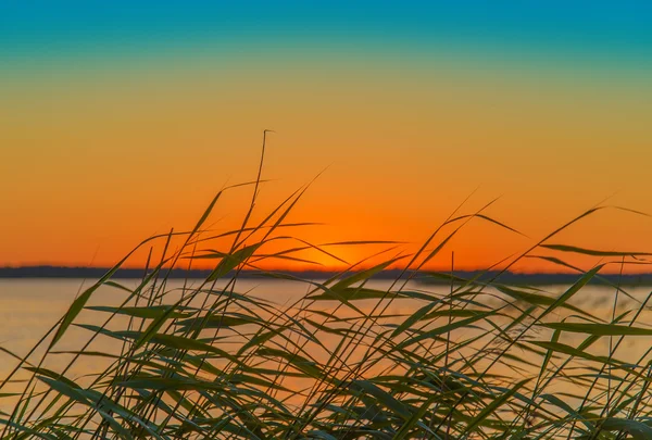 Levendige zonsondergang op een meer — Stockfoto