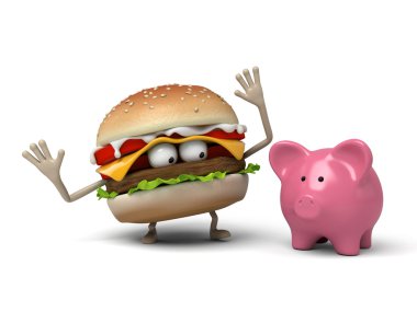 Hamburger, domuz, banka, tasarruf