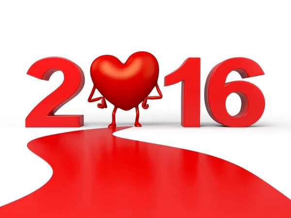 Kalp, 2016, yeni, yıl — Stok fotoğraf