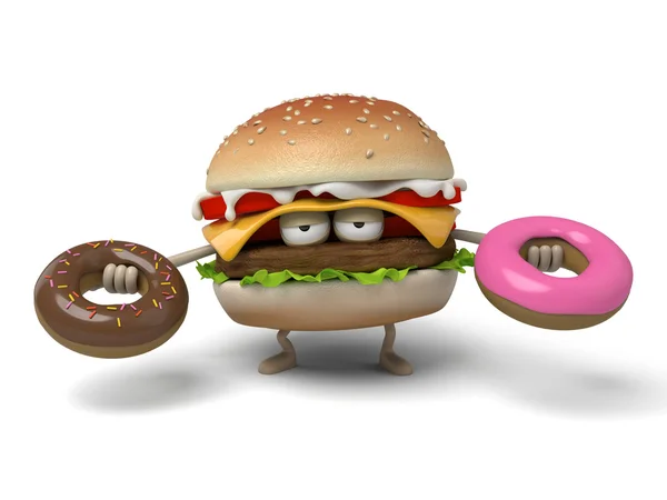 Hamburger, Donut, Brot — Stockfoto