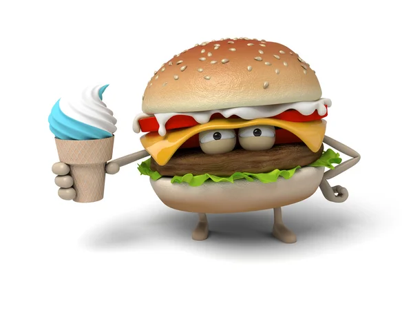 Hamburger,snack, ice, cream — Stock Photo, Image