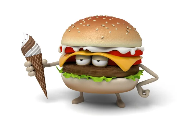 Hamburger, roomijs, — Stockfoto