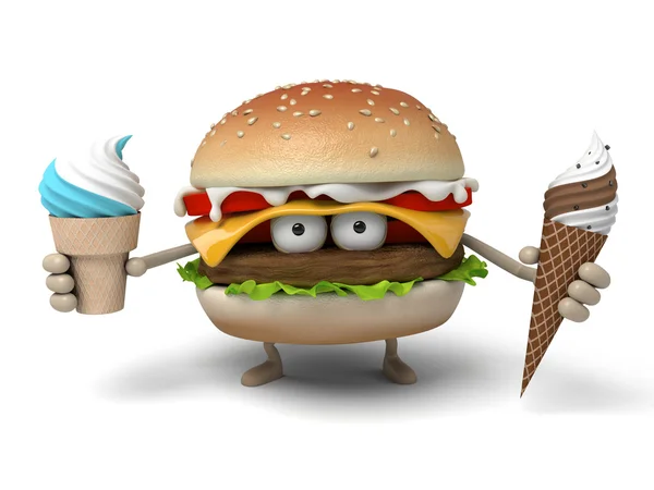 Hamburger,ice, cream — Stock Photo, Image