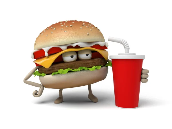 Hamburgare, coca cola, — Stockfoto