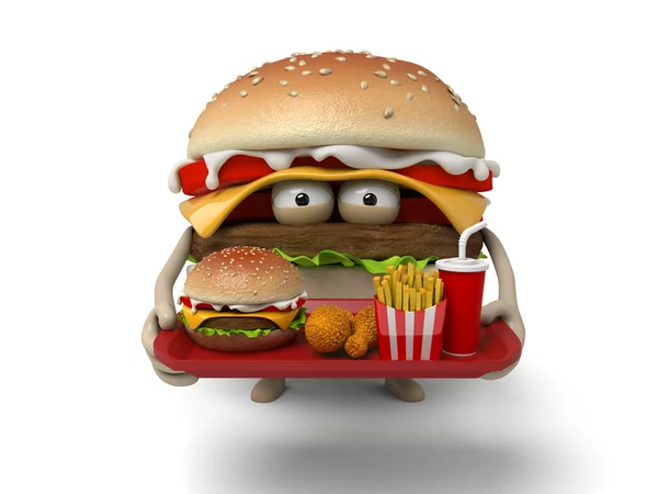 ハンバーガー セット、食事、コーラ — ストック写真