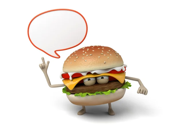 Hamburger, mondjuk, a párbeszédpanel — Stock Fotó