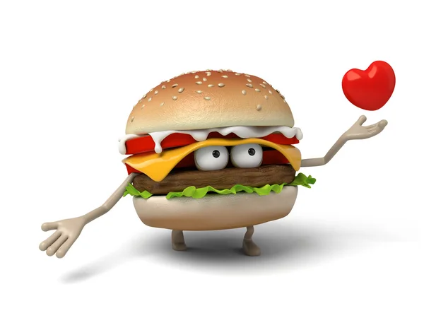 Гамбургер, серце, любов — стокове фото