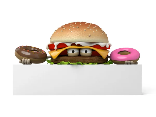 Hamburger,sweetmeats, doughnut, — Stock Photo, Image