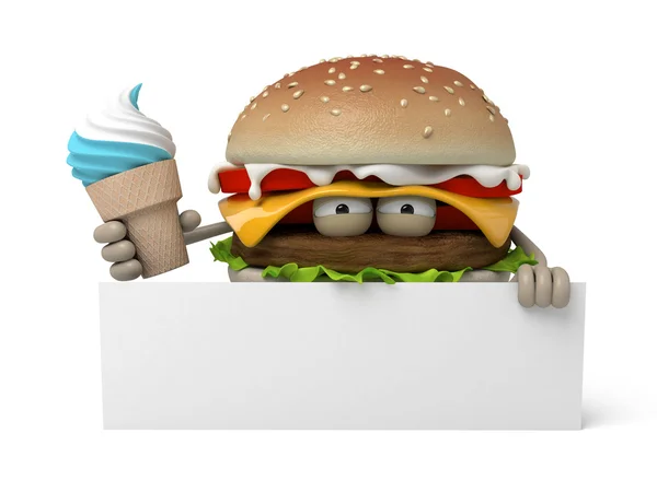 Hamburger, Eis, Sahne, — Stockfoto