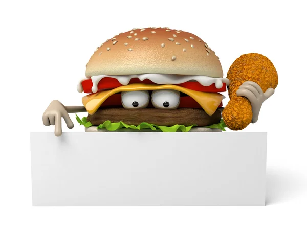 Hamburger, sült, csirke — Stock Fotó