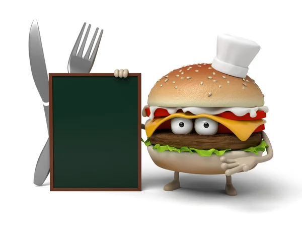Hamburger, lavagna, menu — Foto Stock