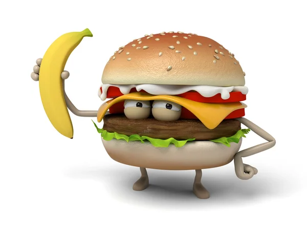 Hamburger, Banane, Snack, schnell, — Stockfoto